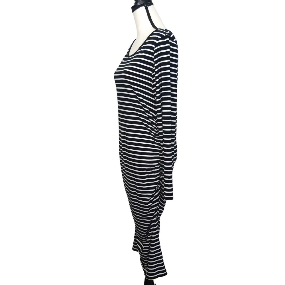 Isabella Oliver Black White Stripe Maternity Dress Size 4 U.S. Sz 10 Long Sleeve - Picture 2 of 5